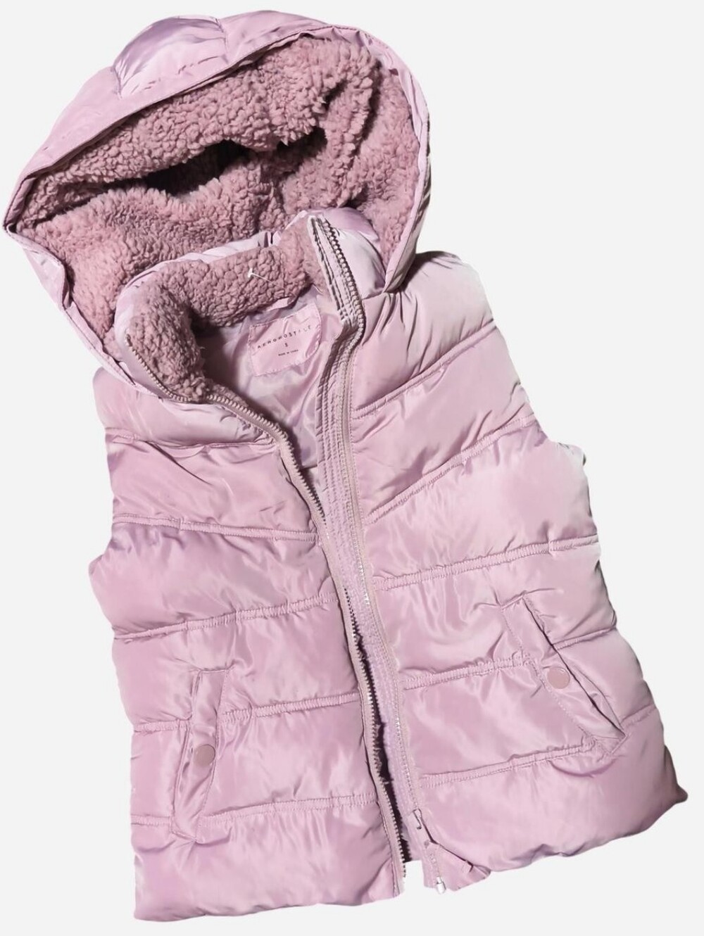 Aeropostale pink dusty purple lilac puffer winter vest with hood Size S NWOT